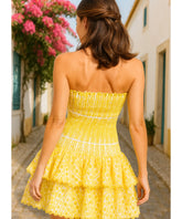 Comprar vestido feminino curto laise boho casual tomara que caia com babados para festa verão barato em promoção ZARA